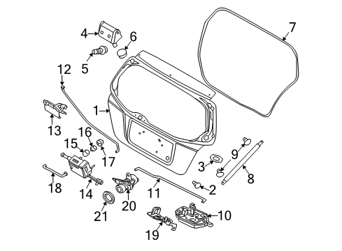 2009 Chevy Aveo5 Lock Asm,Lift Gate Diagram for 93745281