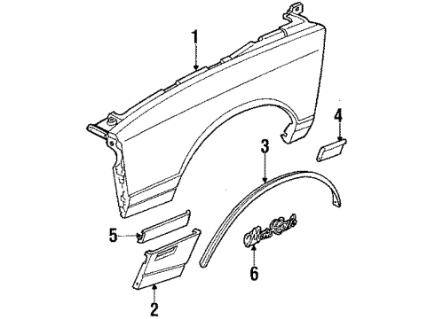 1985 Chevy Monte Carlo Molding Kit,Front Fender Lower Rear Diagram for 14053351