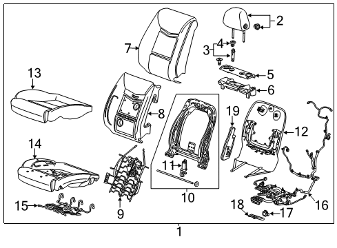 2014 Cadillac XTS Cover,Front Seat Cushion Diagram for 22882923