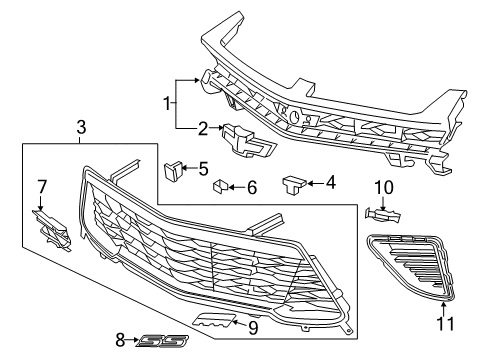 2017 Chevy Camaro Grille & Components Diagram 1 - Thumbnail