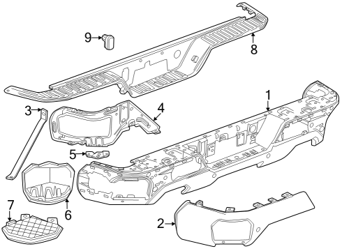 2023 Chevy Silverado 1500 Bumper & Components - Rear Diagram 2 - Thumbnail