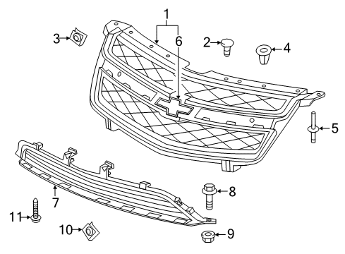 2011 Chevy Volt Grille & Components Diagram