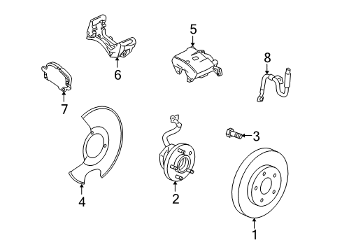 2008 Saturn Aura Brake Components, Brakes Diagram 2 - Thumbnail