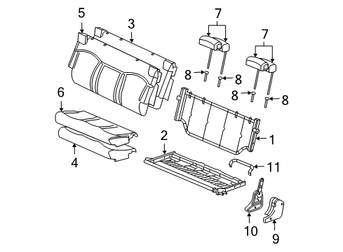 2003 Chevy Suburban 1500 Cover,Rear Seat #2 Back Cushion *Neutral Diagram for 89044887