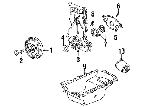 2000 Saturn SC2 Engine Parts & Mounts, Timing, Lubrication System Diagram 1 - Thumbnail