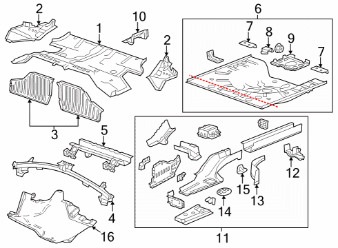 2015 Chevy Volt Panel Assembly, Rear Floor Diagram for 22808191