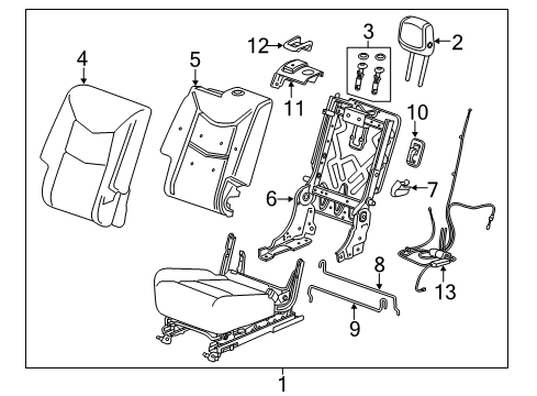 2018 Cadillac XT5 Rear Seat Components Diagram 1 - Thumbnail