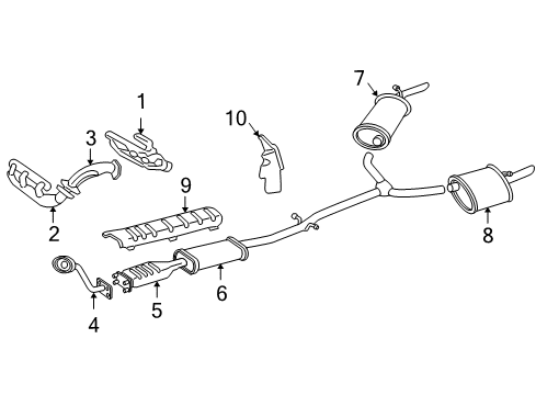 1997 Buick Park Avenue Exhaust Muffler Assembly (W/Tail Pipe) LH Diagram for 25657447