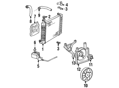 1990 Chevy Cavalier Bracket Kit, Electric Cooling Fan Diagram for 22075312