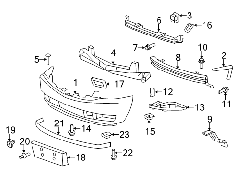 2009 Cadillac Escalade Bracket, Front Bumper Lower Imp Bar Diagram for 25857238