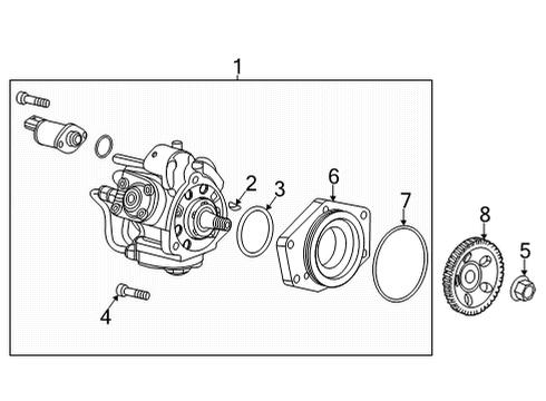 2023 Chevy Silverado 2500 HD Key, Fuel Injection Pump Drive Gear Diagram for 12657871