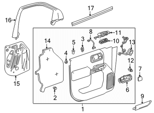 2023 GMC Sierra 3500 HD Molding Assembly, Front S/D Wdo Garn Diagram for 84095129