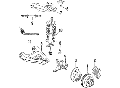 1988 Oldsmobile Cutlass Supreme Front Suspension, Control Arm, Stabilizer Bar Diagram 3 - Thumbnail