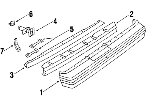 1984 Oldsmobile Cutlass Ciera Bracket, Rear Bumper Imp Bar Diagram for 10038308