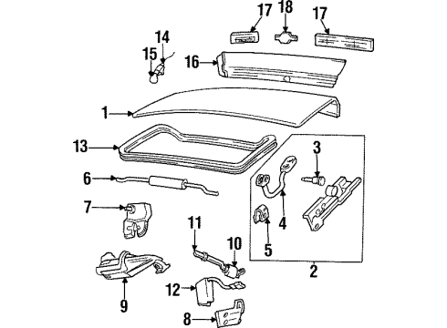 1998 Chevy Monte Carlo Trunk Lid & Components, Exterior Trim Diagram