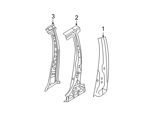 2005 Chevy Aveo Center Pillar, Hinge Pillar, Rocker, Uniside Diagram 3 - Thumbnail