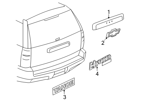 2010 Chevy Tahoe End Gate Name Plate Assembly Diagram for 20900865