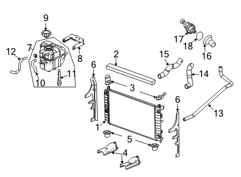 2006 Pontiac G6 Radiator SURGE TANK Outlet Hose Diagram for 15223713