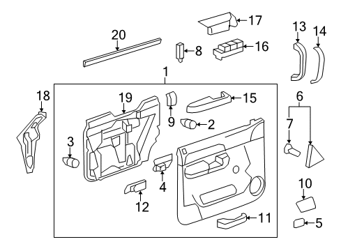 2011 GMC Sierra 2500 HD Cover, Front Side Door Armrest Opening <See Guide/Bfo> *Cashmere Diagram for 22874304