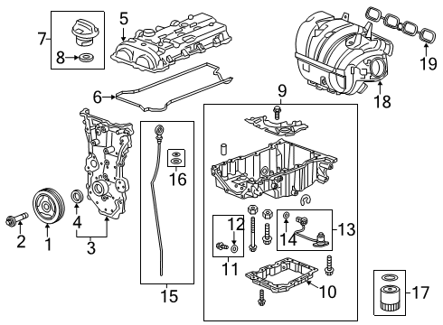 2021 Chevy Blazer Engine Parts, Mounts, Cylinder Head & Valves, Camshaft & Timing, Variable Valve Timing, Oil Cooler, Oil Pan, Oil Pump, Balance Shafts, Crankshaft & Bearings, Pistons, Rings & Bearings Diagram