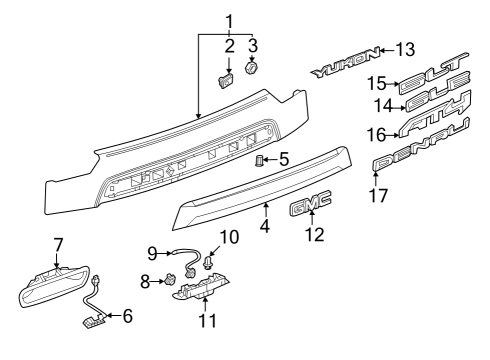 2023 GMC Yukon Liftgate Emblem Assembly *RED Diagram for 84689767