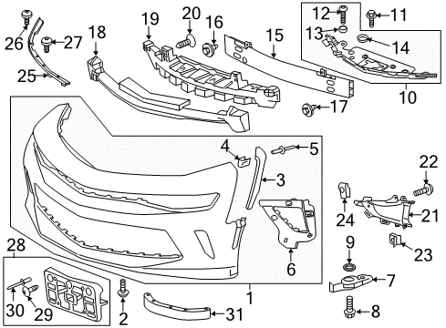 2017 Chevy Camaro Bracket Assembly, Front License Plate Diagram for 84239326