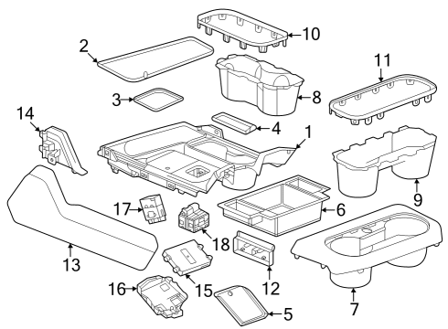 2024 GMC Sierra 3500 HD Center Console Diagram 1 - Thumbnail