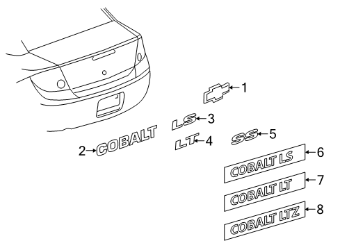 2006 Chevy Cobalt Plate,Rear Compartment Lid Vehicle Name Diagram for 22732490