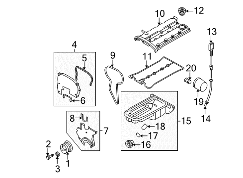 2008 Chevy Aveo Engine Parts, Mounts, Cylinder Head & Valves, Camshaft & Timing, Oil Pan, Oil Pump, Crankshaft & Bearings, Pistons, Rings & Bearings Diagram