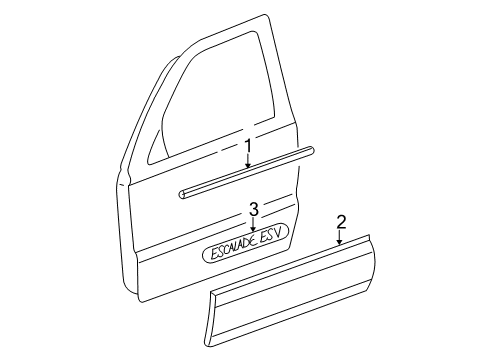 2004 Cadillac Escalade ESV Exterior Trim - Front Door Diagram