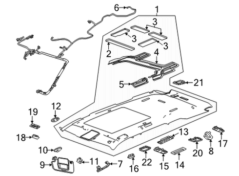 2021 Cadillac Escalade Interior Trim - Roof Diagram