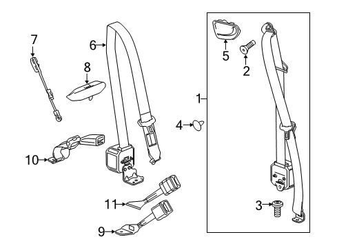 2016 GMC Canyon Rear Seat Belt Kit Center (Buckle Side) *Cocoa Diagram for 19302376