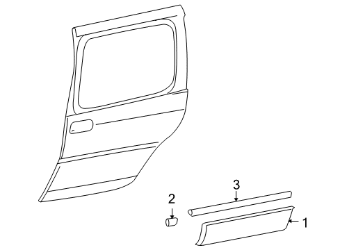 2006 Pontiac Montana Molding Assembly, Rear Side Door Lower (Grained) *Ste*Stealth Gray Diagram for 15229852