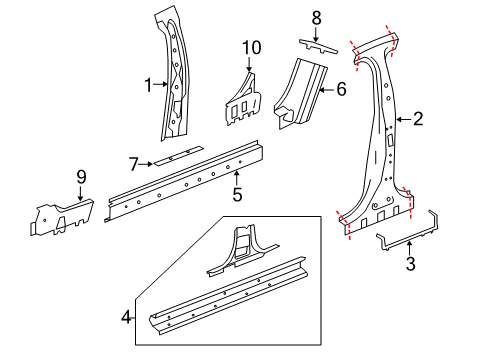 2014 Buick LaCrosse Center Pillar & Rocker Diagram