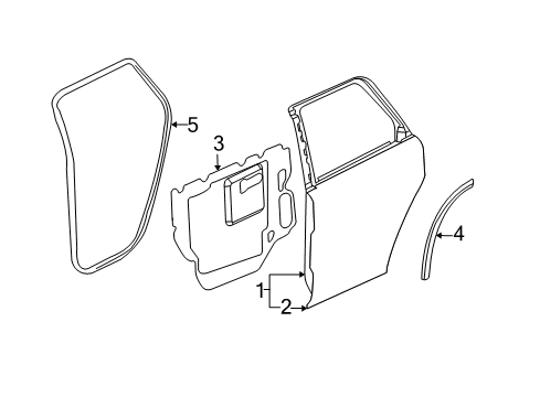 2008 Pontiac Torrent Rear Door, Body Diagram