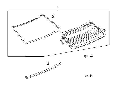 2000 Cadillac DeVille Back Glass, Reveal Moldings Diagram