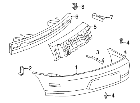 1996 Pontiac Sunfire Rear Bumper Cover (Primed) Diagram for 22597559