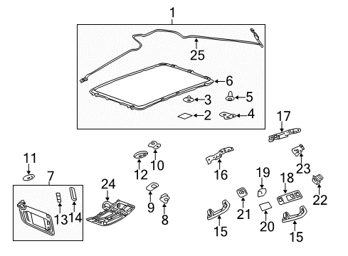 2016 Cadillac SRX Lamp Assembly, Roof Rail Rear Seat Position Reading & Csty *Black Diagram for 22972042