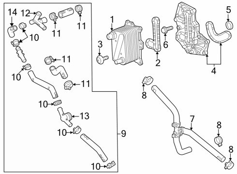 2023 GMC Sierra 1500 Cooler Assembly, Trans Fluid Aux Diagram for 23409058