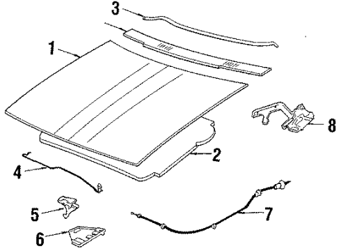 1984 Oldsmobile Firenza Cable,Hood Primary Latch Release Diagram for 14067057