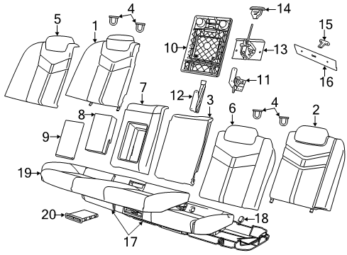 2016 Chevy SS Rear Seat Components Diagram