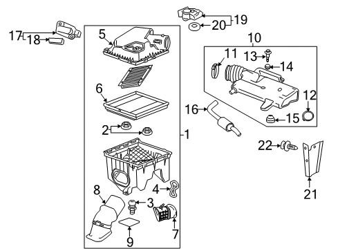 2013 Cadillac SRX Clip,Air Cleaner Housing Diagram for 19168954