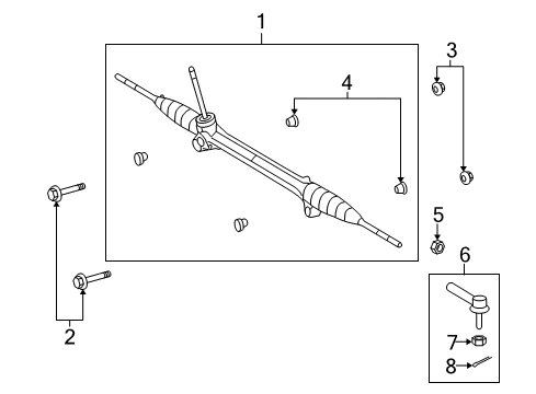 2009 Pontiac Vibe Steering Column & Wheel, Steering Gear & Linkage Diagram 4 - Thumbnail