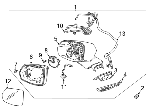 2021 Cadillac XT6 HOUSING ASM-O/S RR VIEW MIR *SERV PRIMER Diagram for 87834988