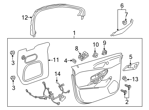 2016 Chevy Cruze Bezel,Front Side Door Locking Rod Pushbutton Diagram for 84094801