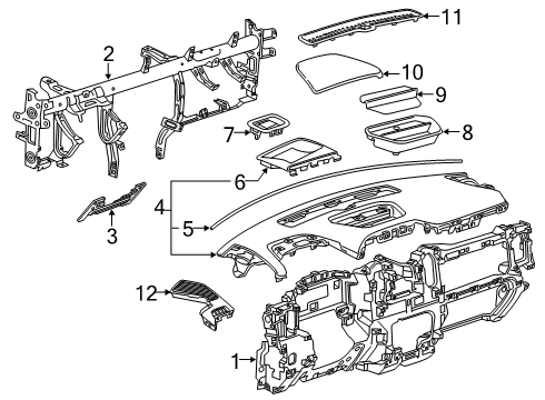 2020 GMC Sierra 1500 Cluster & Switches, Instrument Panel Diagram 1 - Thumbnail