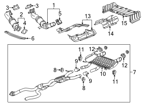 2015 Cadillac ATS Warm Up 3Way Catalytic Convertor Assembly Diagram for 12671956