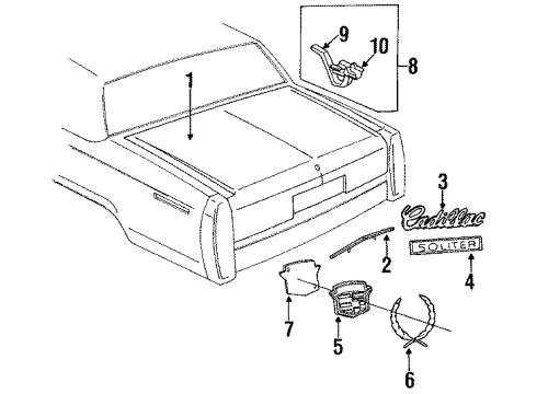 1990 Cadillac Brougham Hge Assembly, Compartment Lid Diagram for 20578533