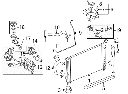 2008 Chevy Uplander Radiator & Components Diagram