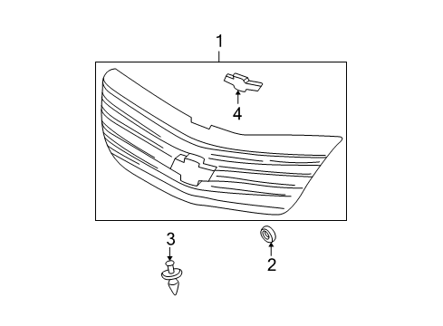 2005 Chevy Impala Grille Assembly, Radiator (Gold Bow, Tie) Diagram for 10370942